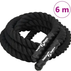 Fitness*vidaXL Battle Rope Zwart 6 m 4,5 kg Polyester