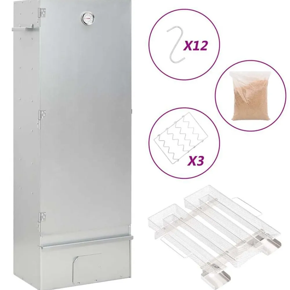 Keuken & Eetkamer*vidaXL BBQ-rookoven met koude rookgenerator gegalvaniseerd staal