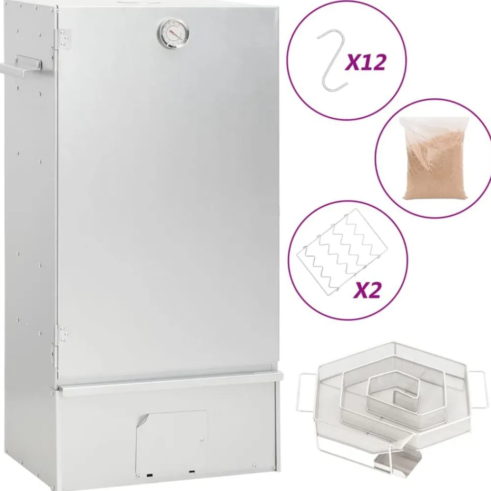 Keuken & Eetkamer*vidaXL BBQ-rookoven met koude rookgenerator gegalvaniseerd staal