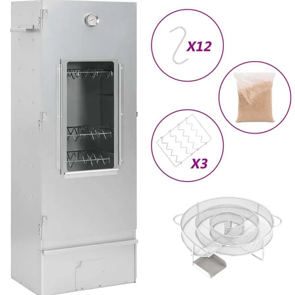 Keuken & Eetkamer*vidaXL BBQ-rookoven met koude rookgenerator gegalvaniseerd staal