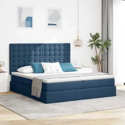 Bed met LED-striplichten met hoofdeinde 180 x 200 cm Stof>vidaXL Outlet