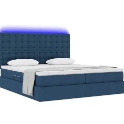 Bed met LED-striplichten met hoofdeinde 180 x 200 cm Stof><noscript><img width=