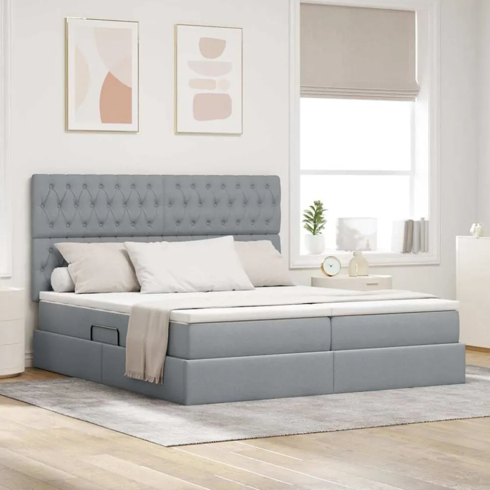 Bed met LED-stripverlichting 180 x 200 cm Stof>vidaXL Best