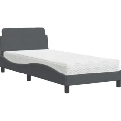 Bedden & Accessoires*vidaXL Bed met matras "Dover" fluweel 80x200 cm Donkergrijs