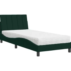 Bedden & Accessoires*vidaXL Bed met matras "Hanko" fluweel 80x200 cm Donkergroen