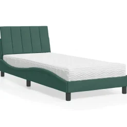 Bedden & Accessoires*vidaXL Bed met matras "Hanko" fluweel 80x200 cm Donkergroen
