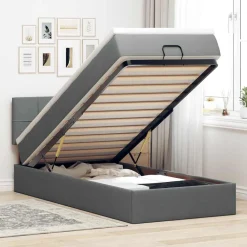 Bedden & Accessoires*vidaXL Bed poef met matras en LED's stof 80x200 cm Donkergrijs