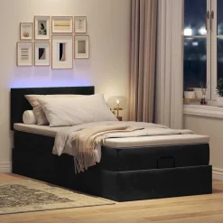 Bedden & Accessoires*vidaXL Bed poef met matras en LED's 80x200 cm fluweel Zwart