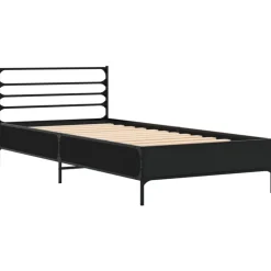 Bedframe bewerkt hout en metaal 90x200 cm><noscript><img width=