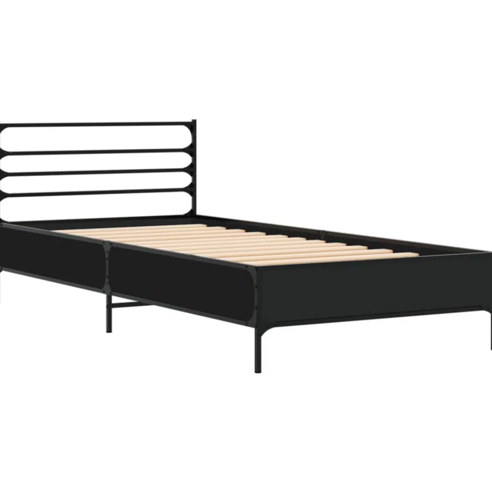 Bedframe bewerkt hout en metaal 90x200 cm>vidaXL Online