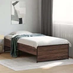 Bedframe bewerkt hout en metaal ig 90x200 cm>vidaXL Clearance
