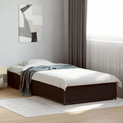 Bedden & Accessoires*vidaXL Bedframe bewerkt hout en metaal 100x200 cm Zwart