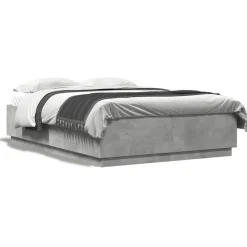 Bedden & Accessoires*vidaXL Bedframe bewerkt hout 160x200 cm Betongrijs