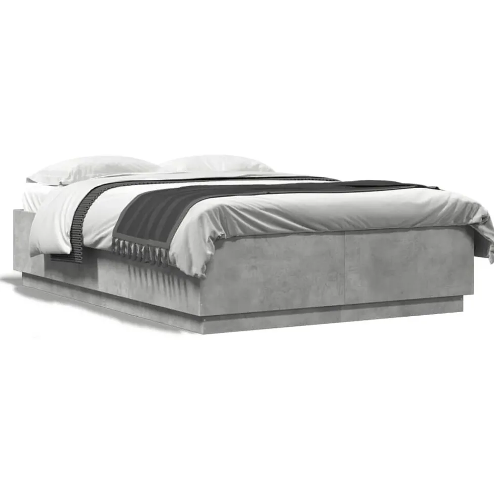 Bedden & Accessoires*vidaXL Bedframe bewerkt hout 160x200 cm Betongrijs
