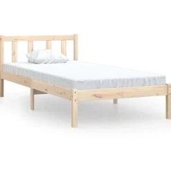 Bedframe massief grenenhout zwart 75x190 cm>vidaXL