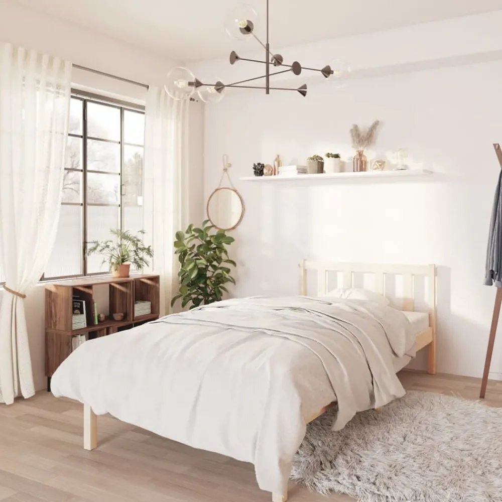 Bedframe massief grenenhout zwart 75x190 cm>vidaXL