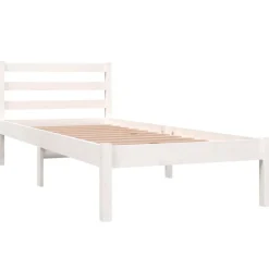 Bedden & Accessoires*vidaXL Bedframe massief grenenhout 75x190 cm Wit