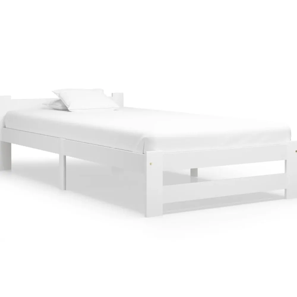 Bedden & Accessoires*vidaXL Bedframe massief grenenhout 90x200 cm Wit