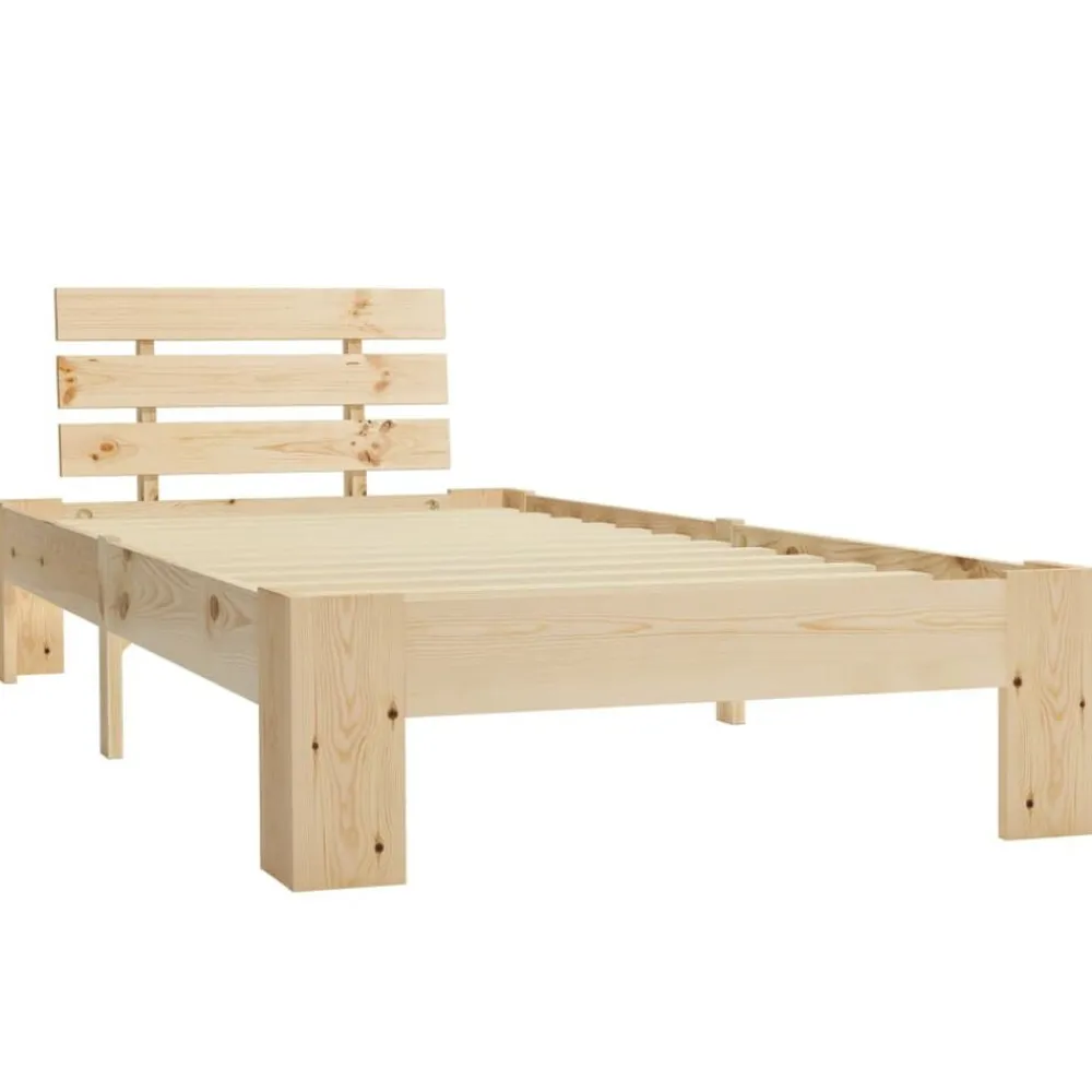 Bedden & Accessoires*vidaXL Bedframe massief grenenhout 90x200 cm Lichthout