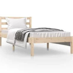 Bedden & Accessoires*vidaXL Bedframe massief grenenhout zwart 75x190 cm Naturel