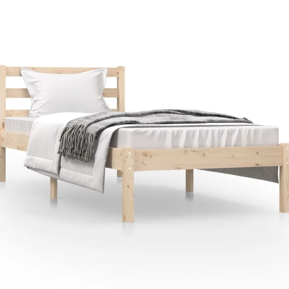Bedden & Accessoires*vidaXL Bedframe massief grenenhout zwart 75x190 cm Naturel