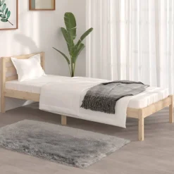 Bedden & Accessoires*vidaXL Bedframe massief grenenhout zwart 75x190 cm Naturel