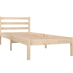Bedden & Accessoires*vidaXL Bedframe massief grenenhout zwart 75x190 cm Naturel