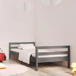 Bedden & Accessoires*vidaXL Bedframe massief grenenhout 90x200 cm Grijs
