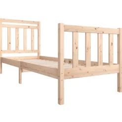Bedden & Accessoires*vidaXL Bedframe massief hout 75x190 cm Naturel