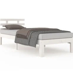 Bedden & Accessoires*vidaXL Bedframe massief hout 75x190 cm Wit