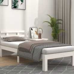Bedden & Accessoires*vidaXL Bedframe massief hout 75x190 cm Wit