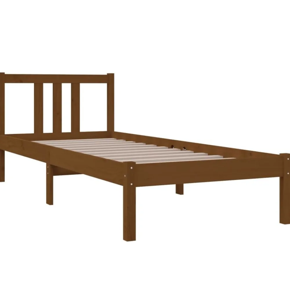 Bedden & Accessoires*vidaXL Bedframe massief hout 75x190 cm Honingbruin