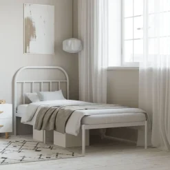 Bedframe met hoofdbord metaal 90x200 cm>vidaXL