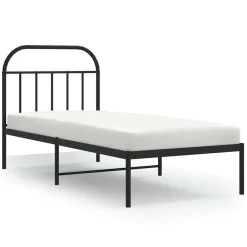 Bedden & Accessoires*vidaXL Bedframe met hoofdbord metaal 90x200 cm Zwart