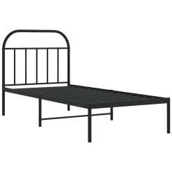 Bedden & Accessoires*vidaXL Bedframe met hoofdbord metaal 90x200 cm Zwart