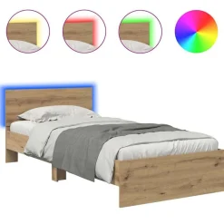 Bedframe met hoofdeinde Artisan Eiken 100 x 200 cm Bewerkt hout>vidaXL Sale