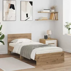 Bedframe met hoofdeinde Artisan Eiken 100 x 200 cm Bewerkt hout>vidaXL Sale