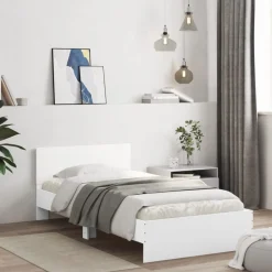 Bedframe met hoofdbord bewerkt hout 100x200 cm>vidaXL Best