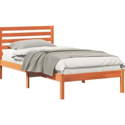 Bedden & Accessoires*vidaXL Bedframe met hoofdeinde 80 x 200 cm Massief grenenhout Wasbruin