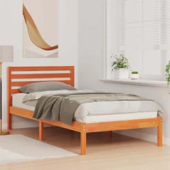 Bedden & Accessoires*vidaXL Bedframe met hoofdeinde 80 x 200 cm Massief grenenhout Wasbruin