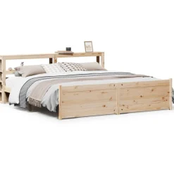 Bedframe met hoofdbord massief grenenhout 200x200 cm>vidaXL Hot