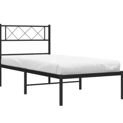 Bedden & Accessoires*vidaXL Bedframe met hoofdbord metaal 75x190 cm Zwart