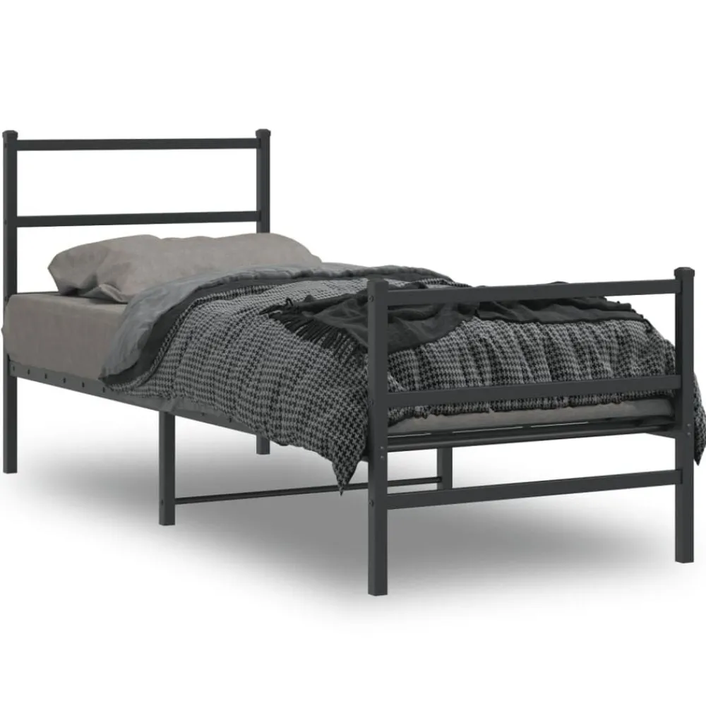 Bedframe met hoofd- en voeteneindemetaal 75x190 cm>vidaXL