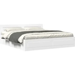 Bedden & Accessoires*vidaXL Bedframe met hoofdeinde zonder matras 200x200 cm Wit