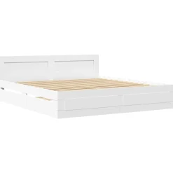 Bedden & Accessoires*vidaXL Bedframe met hoofdeinde zonder matras 200x200 cm Wit