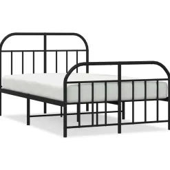 Bedden & Accessoires*vidaXL Bedframe met hoofd- en voeteneinde metaal 120x190 cm Zwart