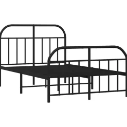 Bedden & Accessoires*vidaXL Bedframe met hoofd- en voeteneinde metaal 120x190 cm Zwart