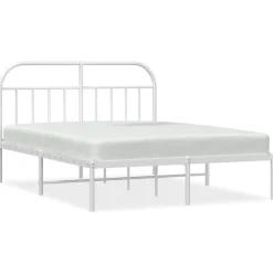 Bedden & Accessoires*vidaXL Bedframe met hoofdbord metaal 140x200 cm Wit
