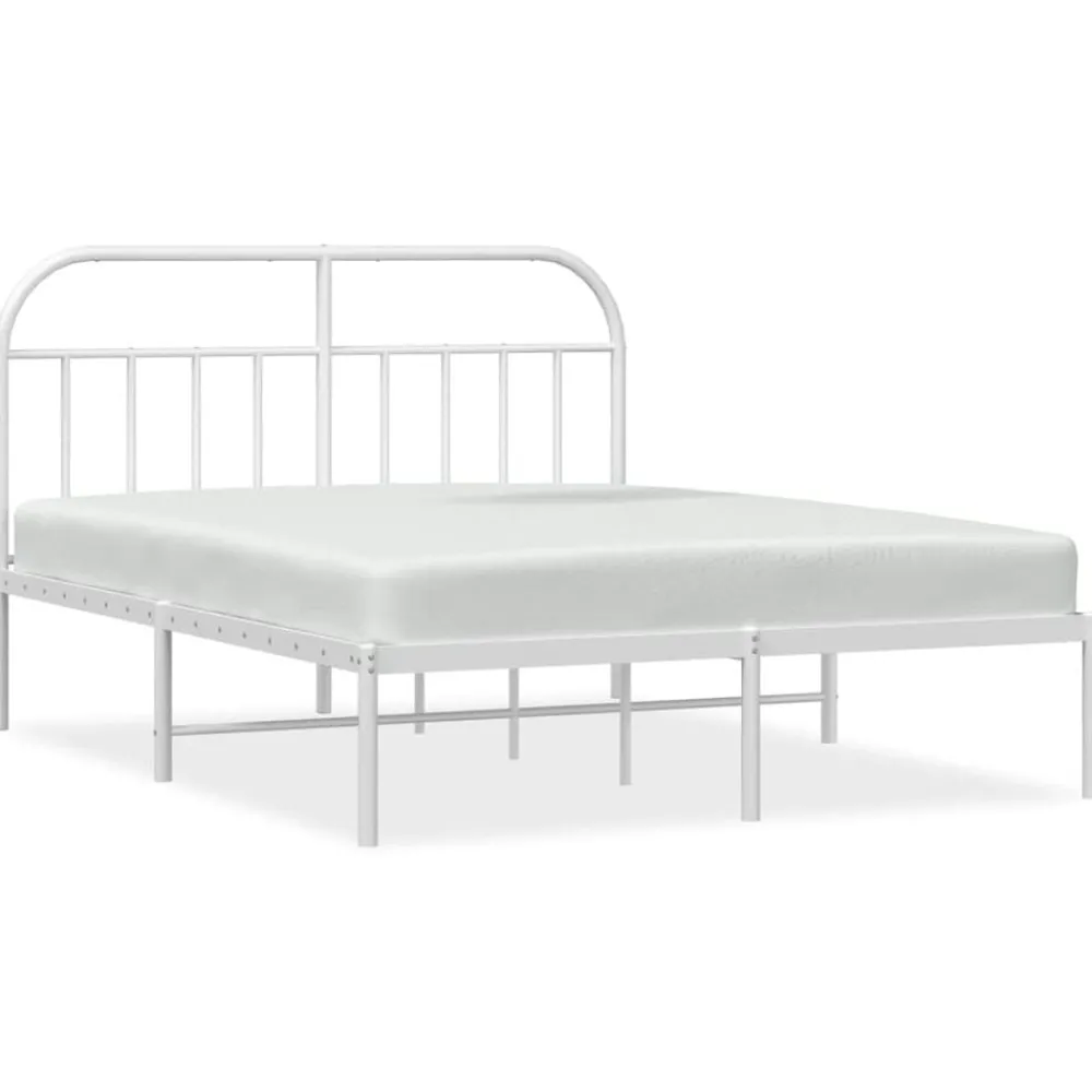 Bedden & Accessoires*vidaXL Bedframe met hoofdbord metaal 140x200 cm Wit
