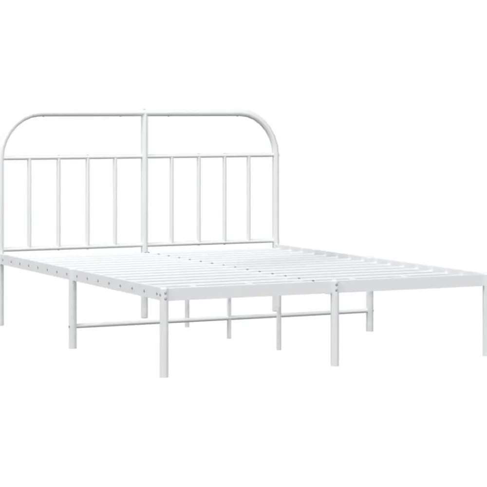 Bedden & Accessoires*vidaXL Bedframe met hoofdbord metaal 140x200 cm Wit